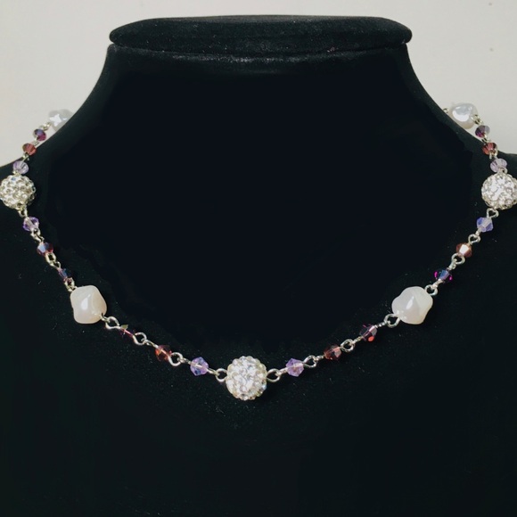 ✨NEW✨ Set Freshwater Pearl Silver Beaded Choker Necklace & Earrings - Picture 4 of 5